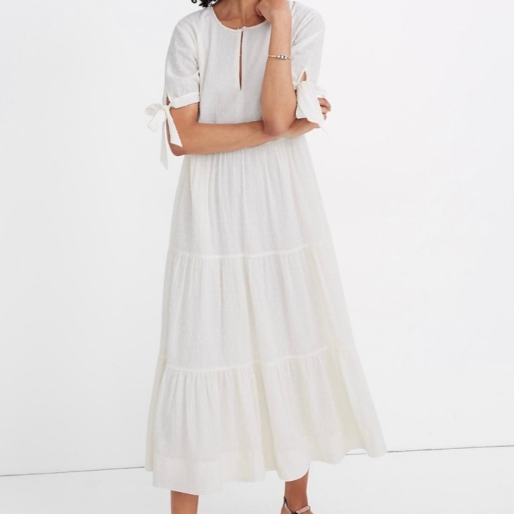 Madewell Tie-sleeve Swiss Dot Dress